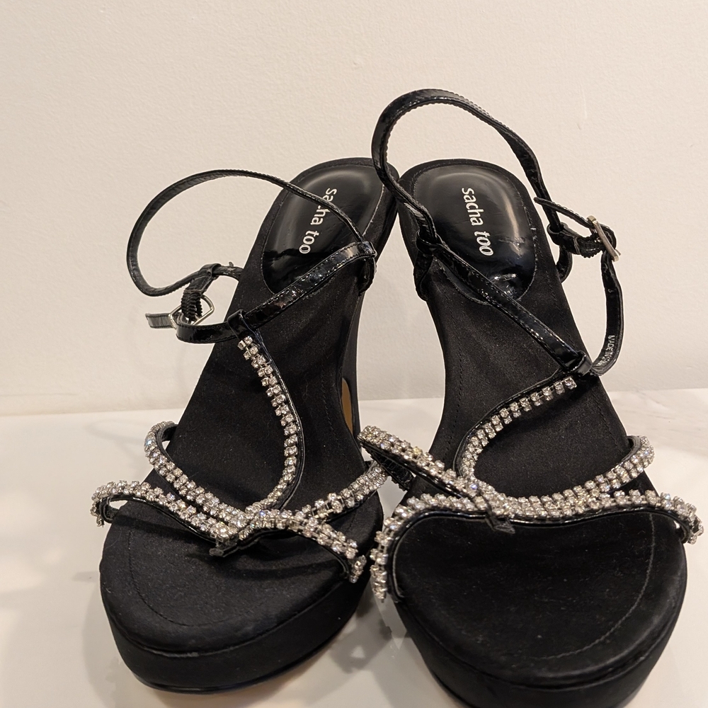 NWOT Sacha too Black Rhinestone Heels